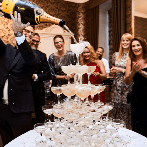 Champagne på Kokkedal Slot champagnefontæne fest